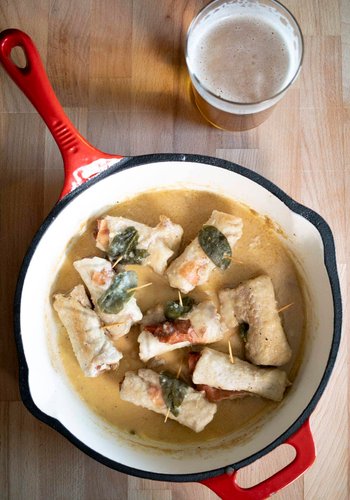 Recipe Pork Rolls with Smoked Prosciutto Speck and Beer