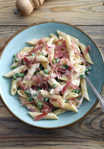 Recipe Pasta with Cream, Peas and Ham