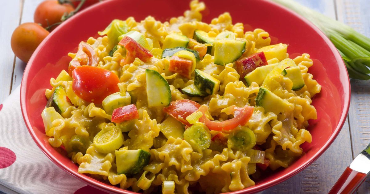 Recipe Saffron Pasta with Zucchini and Cherry Tomatoes - The Recipes Club