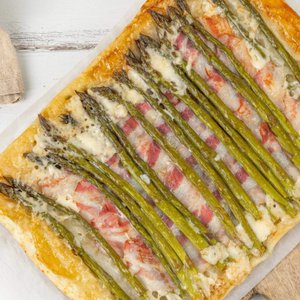 Upside-Down Asparagus and Bacon Savory Tart