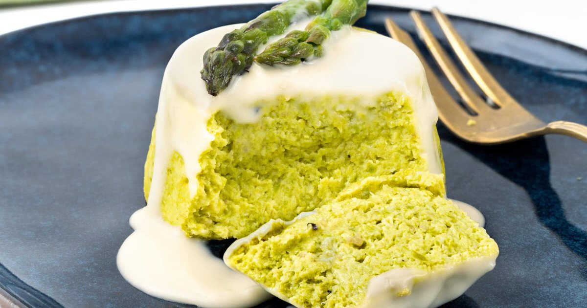 Recipe Asparagus Flan with Parmesan Fondue - The Recipes Club