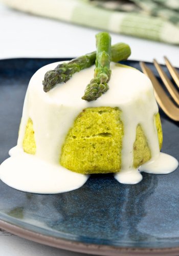 Recipe Asparagus Flan with Parmesan Fondue