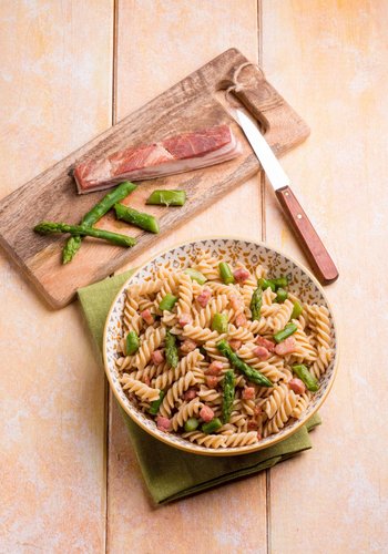 Recipe Fusilli with Asparagus and Pancetta