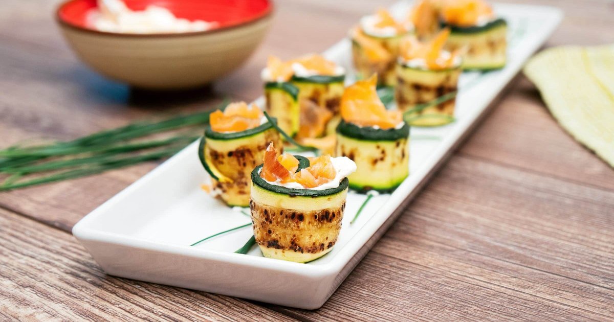 Recipe Grilled Zucchini Rolls with Smoked Salmon and Cream Cheese - The Recipes Club