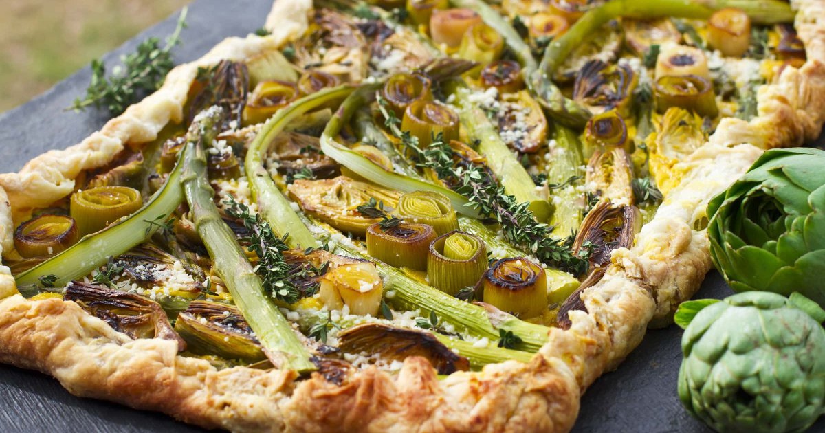 Recipe Savory Asparagus and Artichoke Tart - The Recipes Club