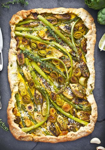 Recipe Savory Asparagus and Artichoke Tart