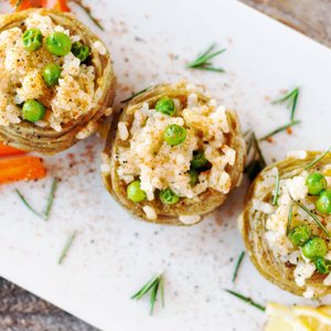 Mediterranean Rice-Stuffed Artichokes