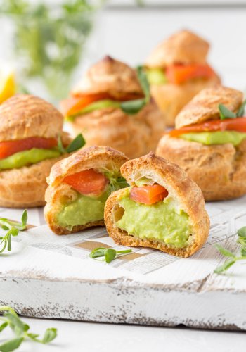 Recipe Savory Choux Puffs with Avocado and Salmon