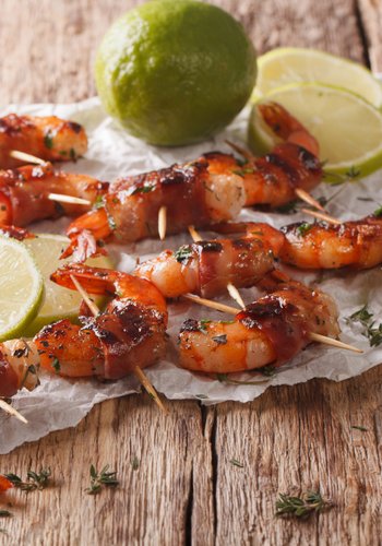 Recipe Bacon-Wrapped Lime Shrimp