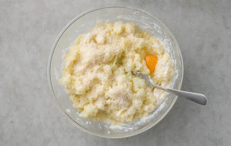 Making baked cauliflower casserole, step 2