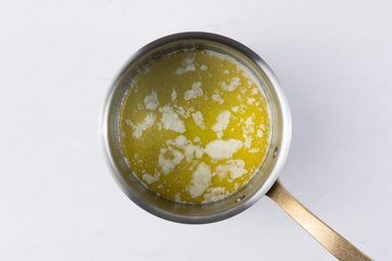 Butter and flour cooking into a roux for the béchamel