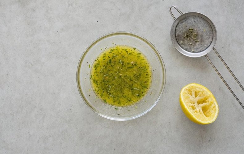 Baked Salmon, step 2: melted butter with lemon juice and herbs