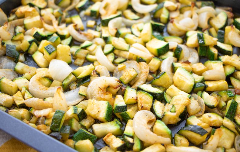 Baked zucchini and onions side dish