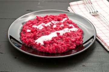 Recipe Beet Risotto with Taleggio Fondue