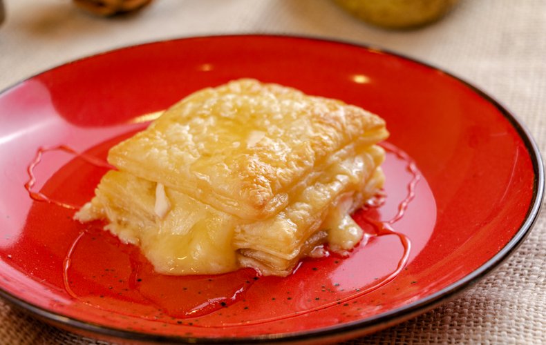 Brie and pear millefeuille, second view