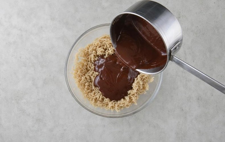 Chestnut Truffles, step 4: melted chocolate stirred into the chestnut puree