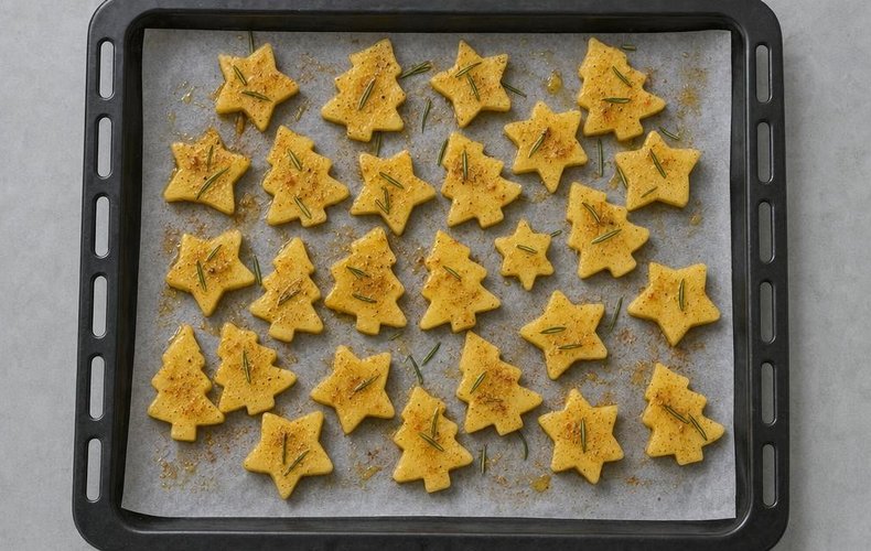 Potato shapes in a single layer on a lined baking sheet