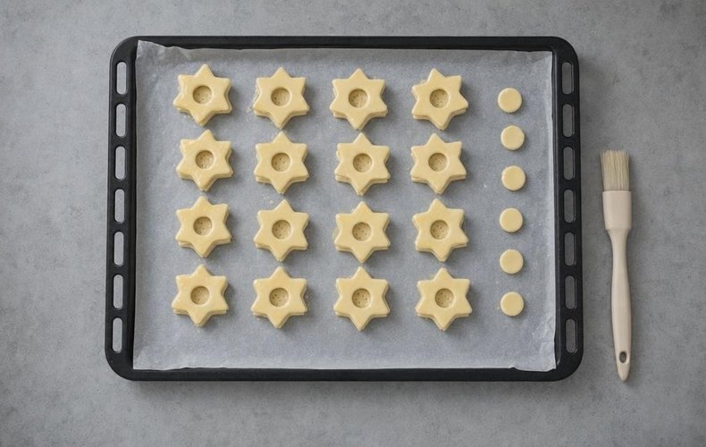 Christmas Star Vol-au-Vents, step 3: placing the stars with the hole on the pricked stars