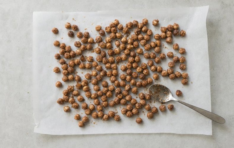 Cinnamon Praline Hazelnuts, step 4: separating the hazelnuts on parchment paper