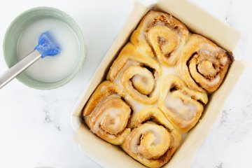 Cinnamon rolls covered with glaze