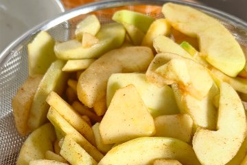 Apple juices strained into a small saucepan