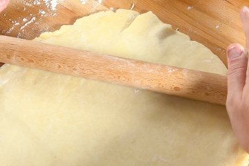 Pie crust rolled out with a rolling pin