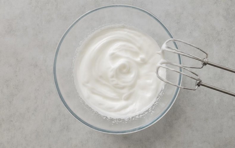 Classic Charlotte Royale, step 2: egg whites beaten until stiff
