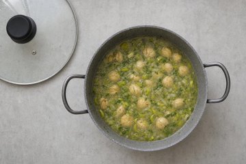 Creamy Chestnut Soup, step 2: chestnuts simmering in broth