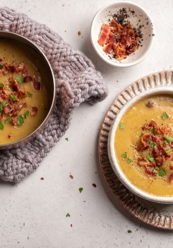 Recipe Creamy Lentil Soup with Crispy Bacon