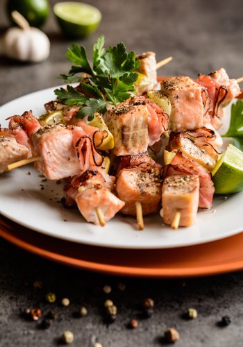 Recipe Salmon and Bacon Skewers