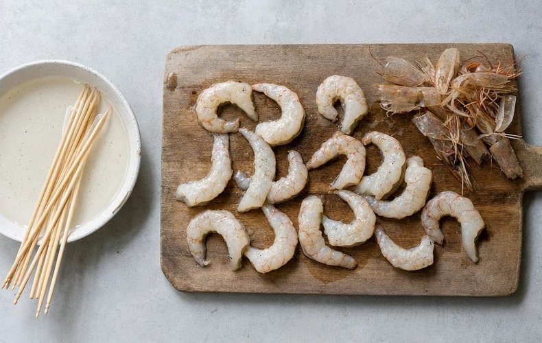 Grilled Shrimp Skewers, step 1: shrimp cleaned, without shells and heads