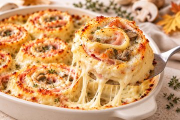 Recipe Ham and Mushroom Lasagna Pinwheels