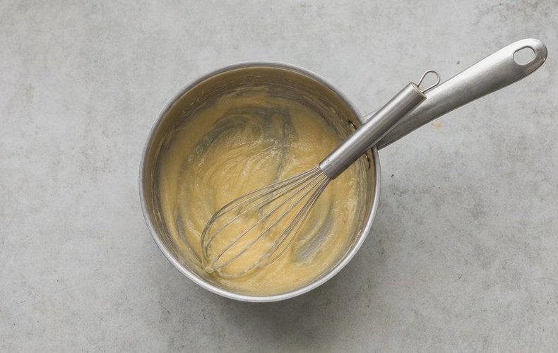 Ham and Mushroom Lasagna Pinwheels, step 1: whisking the flour into the melted butter