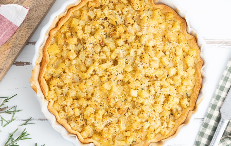 Ham and Potato Savory Pie ready to serve