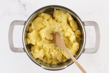 Homemade Mashed Potatoes, step 4: adding the hot milk