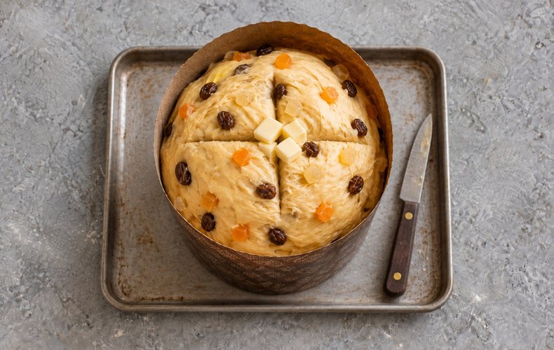 Homemade Panettone, step 5: the panettone baked golden in its mold