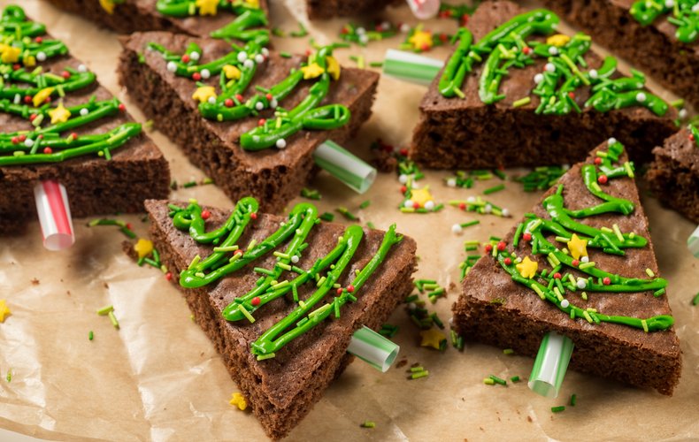 Individual Christmas tree brownies