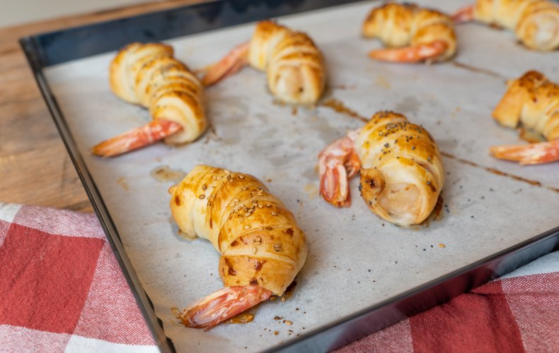 Lardo-Wrapped Jumbo Shrimp in Puff Pastry