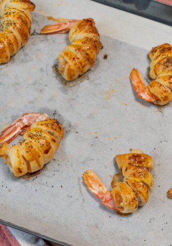 Recipe Lardo-Wrapped Jumbo Shrimp in Puff Pastry