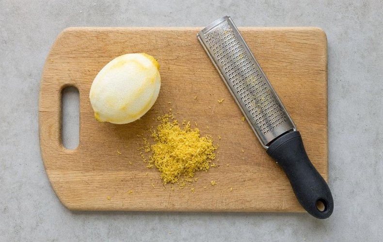 Lemon Coconut Truffles, step 1: grating the lemon zest