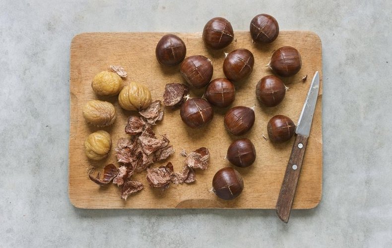 Monte Bianco, step 1: boiling and peeling the chestnuts