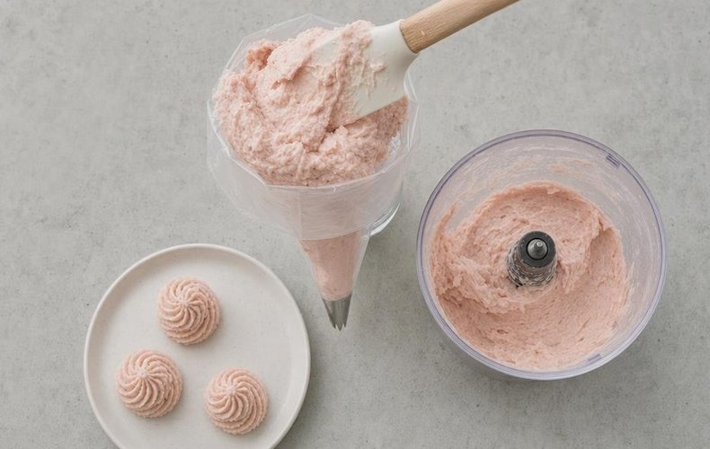Mortadella Mousse, step 5: the mousse in a piping bag with a star tip