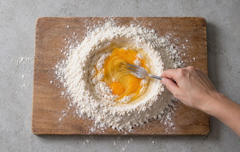 Mushroom Tortelloni, step 1: making the fresh pasta dough