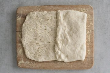 No-Knead Dutch Oven Bread, step 2: folding the dough into thirds