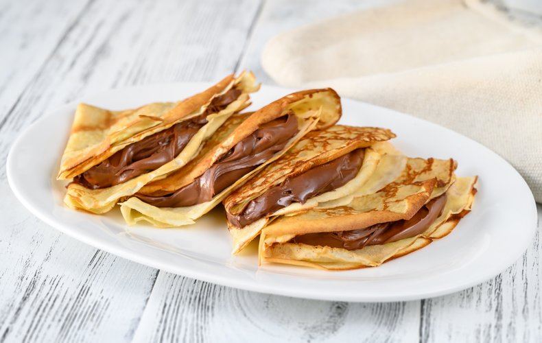 Crepe spread with Nutella and folded in half