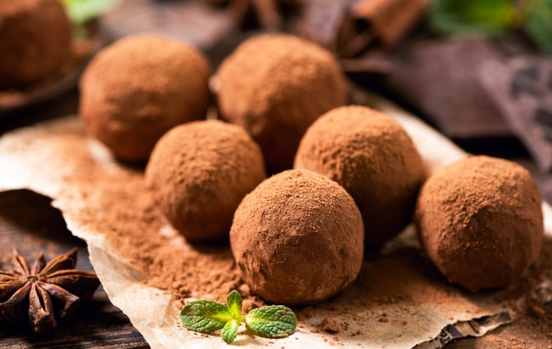 Orange and Chocolate Truffles rolled in cocoa