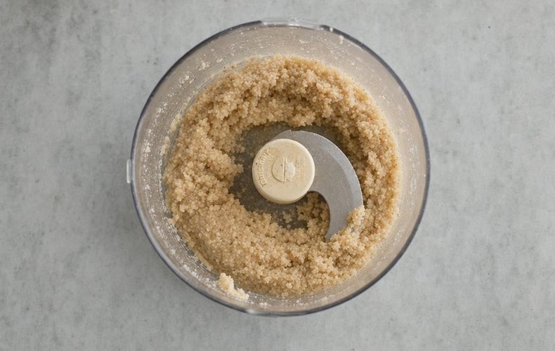 Original Swedish Semla, step 5: almond paste blended in a food processor