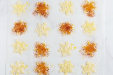 Baked golden puff pastry snowflakes