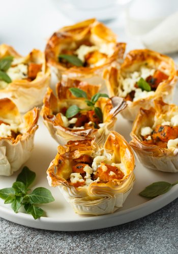 Recipe Phyllo Cups with Pumpkin, Speck and Taleggio