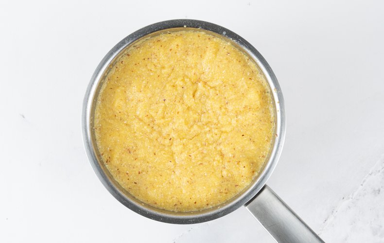 Making the polenta pandorini, step 1